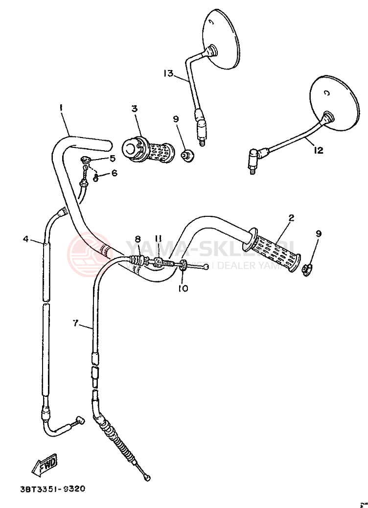 Schemat "Kierownica i osprzęt" do Yamaha XV535 VIRAGO