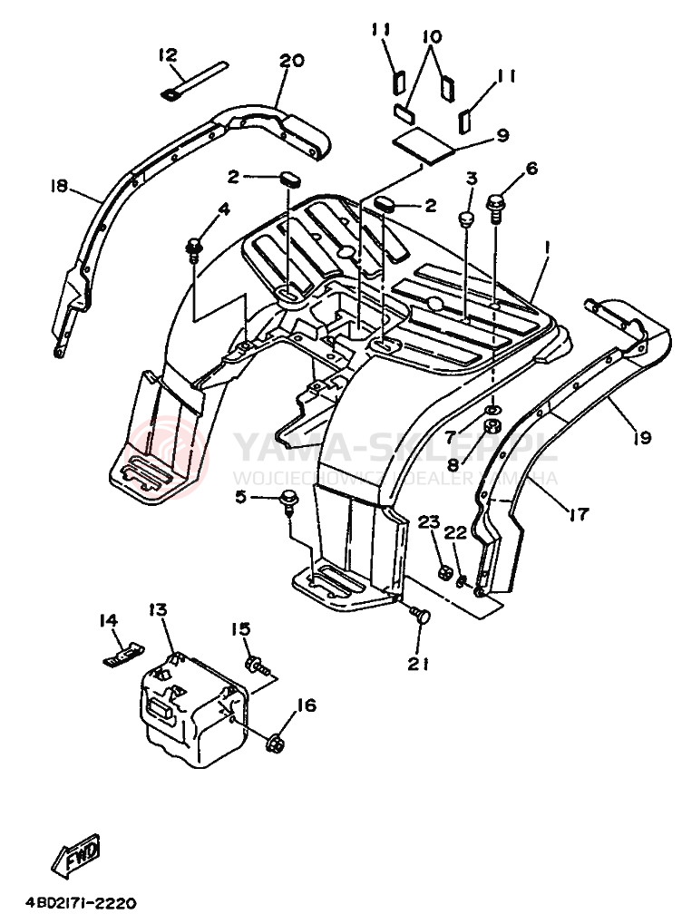 Schemat "TYLNY BŁOTNIK" do Yamaha YFB250