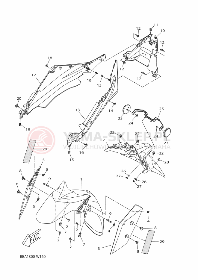 Schemat "błotnik" do Yamaha CZD300D-A