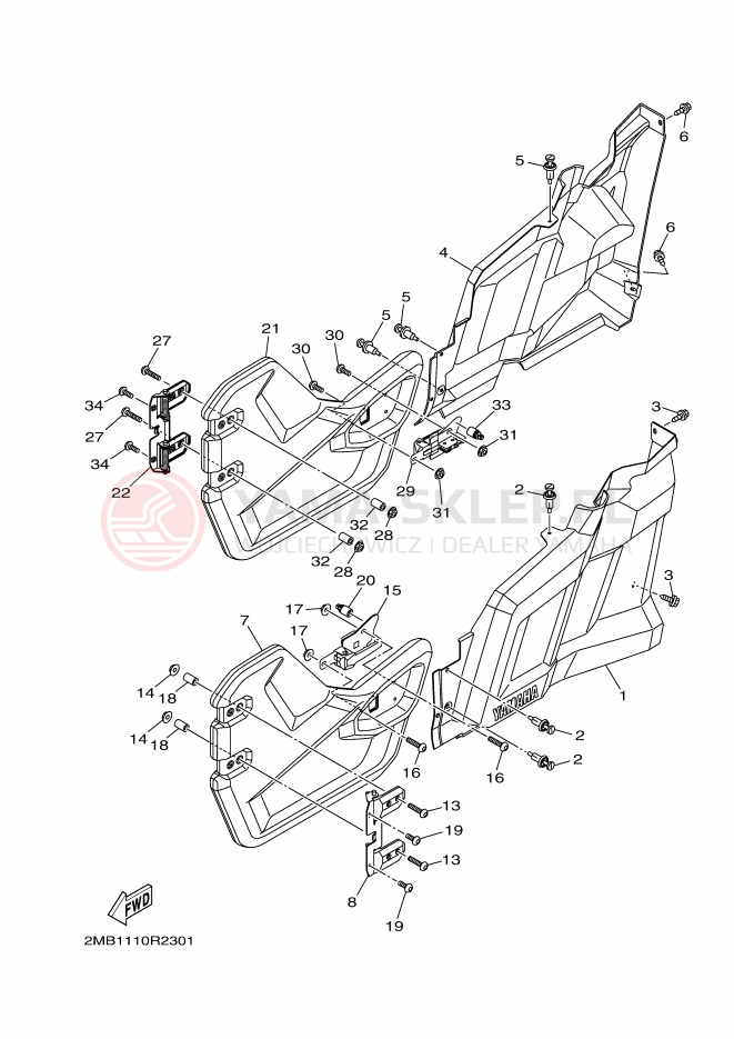 Schemat "Pokrywa boczna" do Yamaha WOLVERINE R