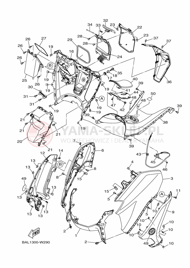 Schemat "Nadwozie przód" do Yamaha NMAX 125