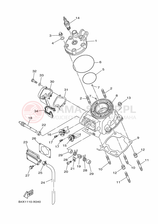 Schemat "głowica" do Yamaha YZ125