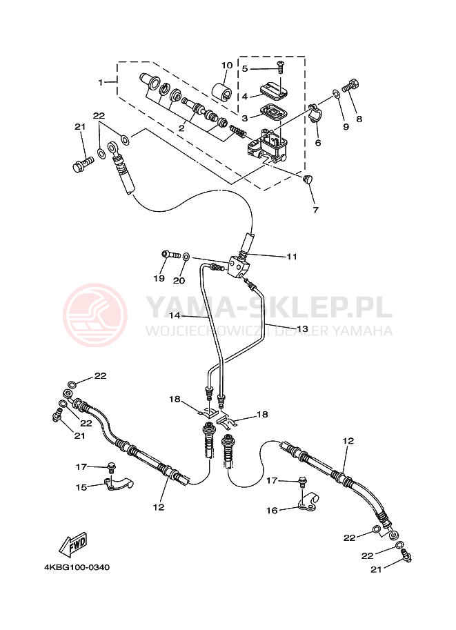 Schemat "Pompa hamulcowa przednia" do Yamaha YFM350FWX