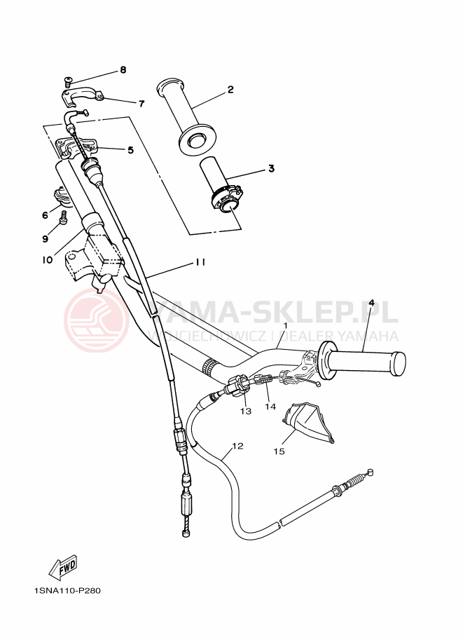 Schemat "Kierownica i osprzęt" do Yamaha YZ85LW
