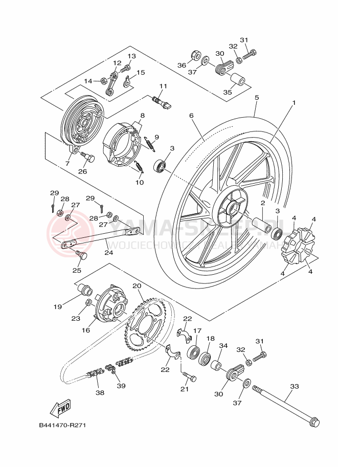 Schemat "Koło tył" do Yamaha YC110D-4