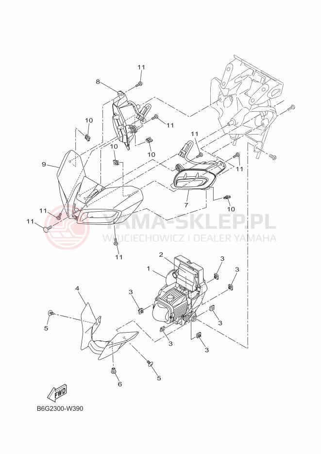 Schemat "Lampa przód" do Yamaha MT-125
