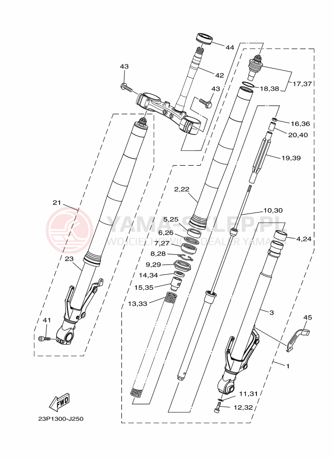 Schemat "Amortyzatory przód" do Yamaha XT1200Z