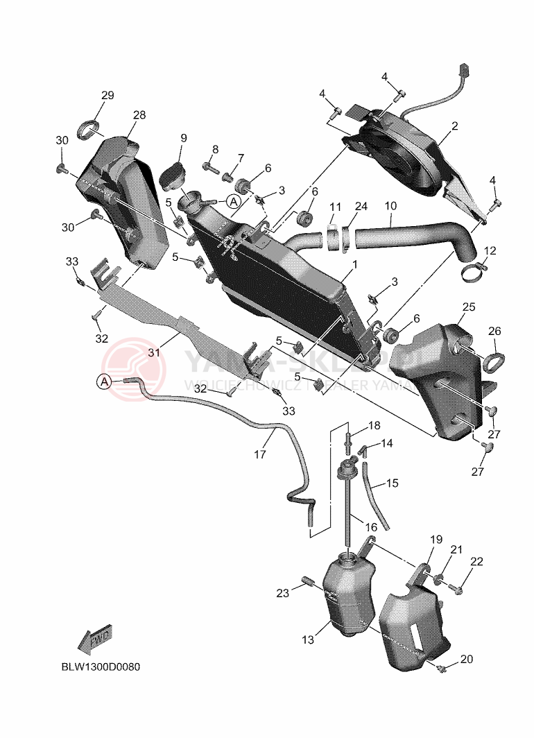 Schemat "Węże chłodnicy" do Yamaha MT-07 Y-AMT