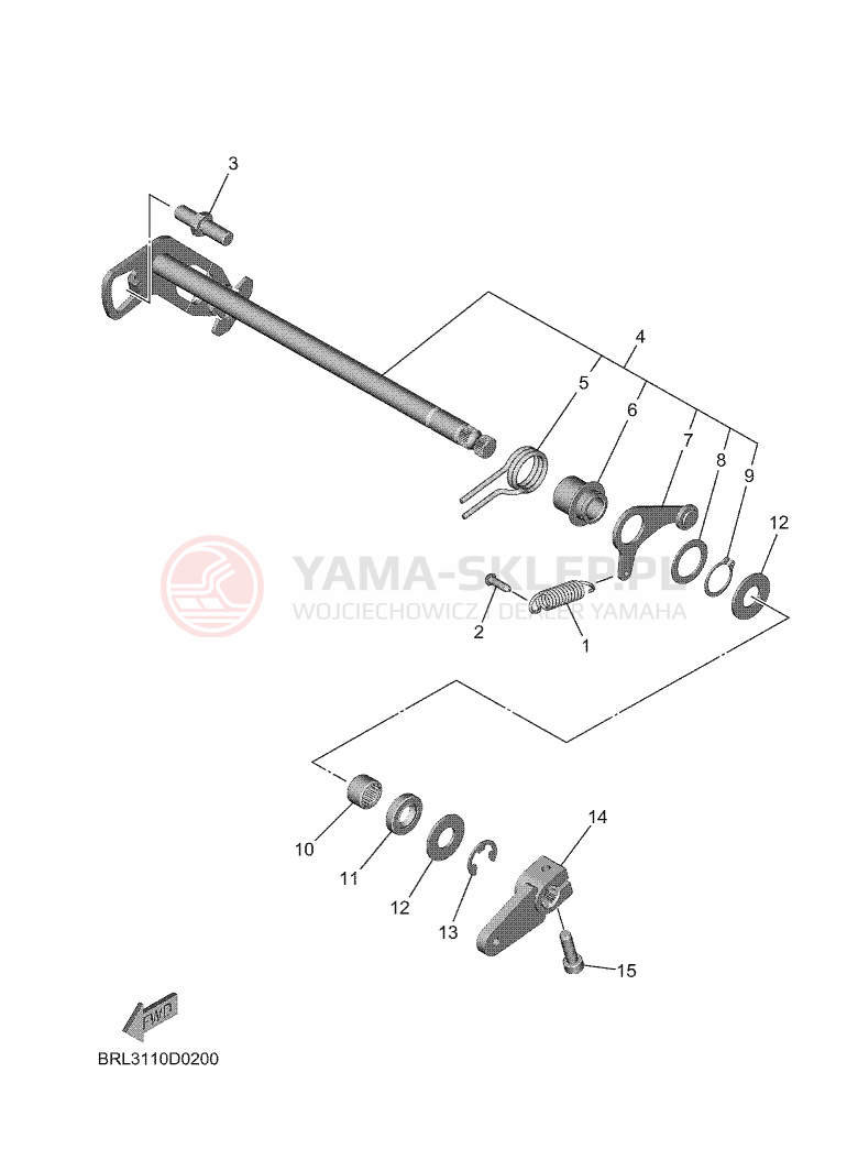 Schemat "Dźwignia zmiany biegów, wałek" do Yamaha TENERE 700 35KW