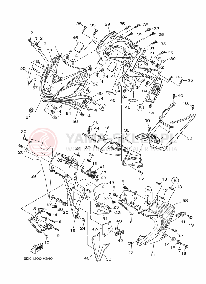 Schemat "Nadwozie przód" do Yamaha CRYPTON X