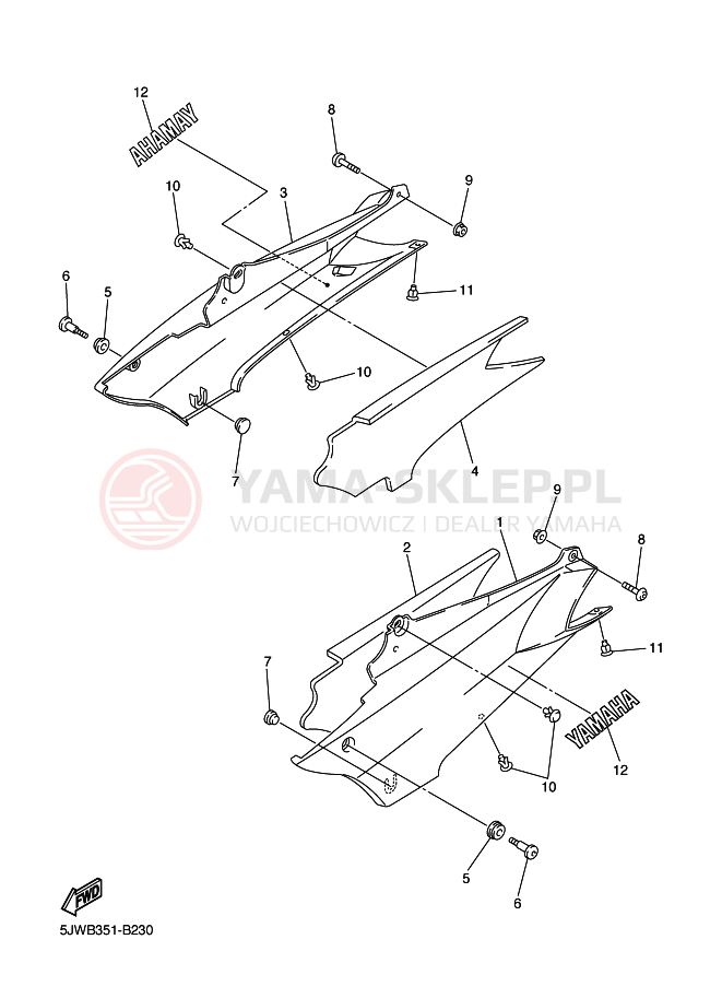 Schemat "Pokrywa boczna" do Yamaha FJR1300A