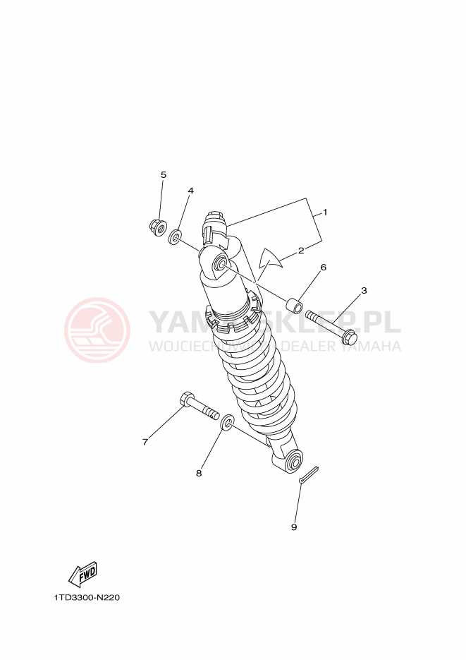 Schemat "zawieszenie tył" do Yamaha YFZ450RE