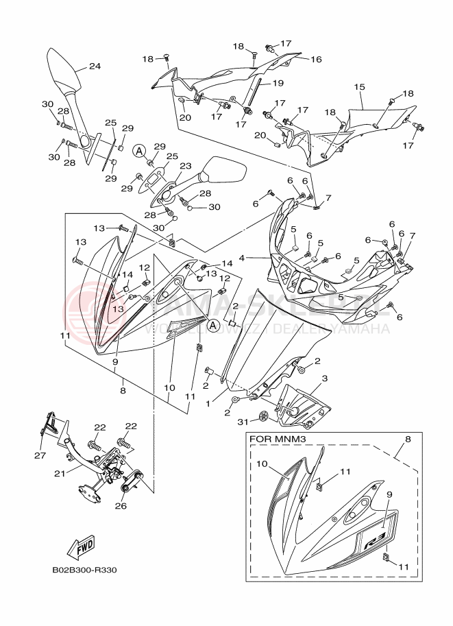 Schemat "Szyba" do Yamaha YZF-R3