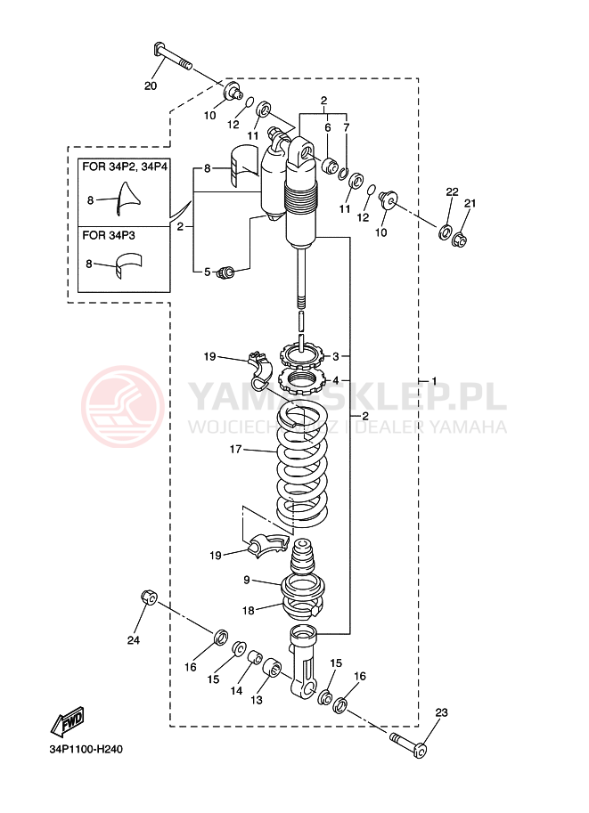 Schemat "zawieszenie tył" do Yamaha YZ450F