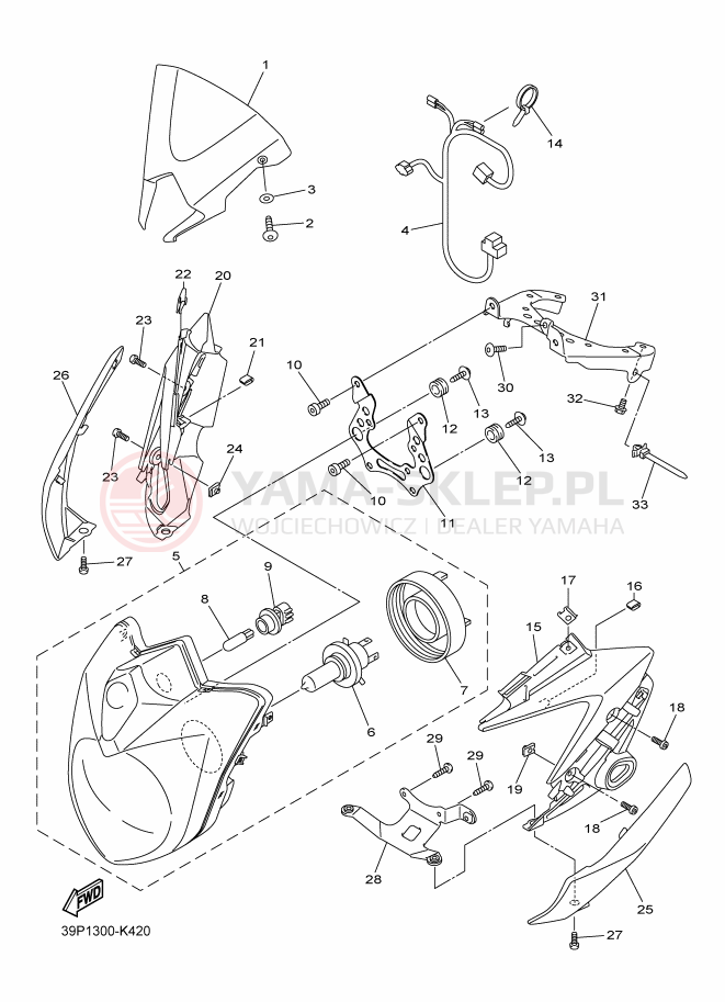 Schemat "Lampa przód" do Yamaha FZ8-NA