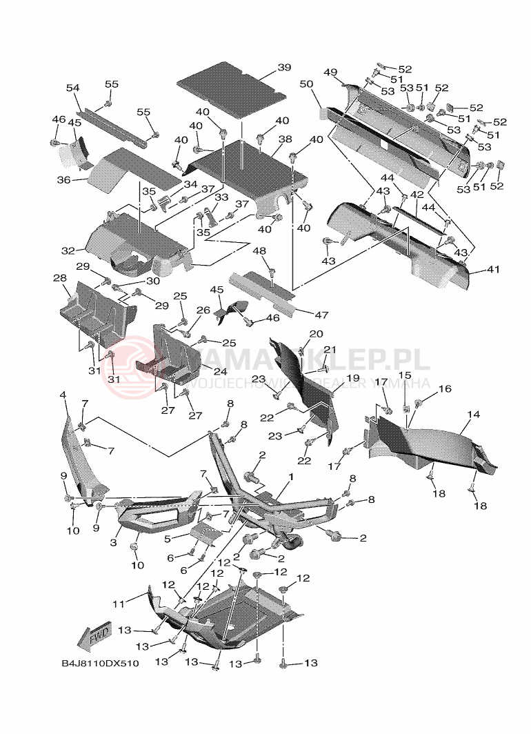 Schemat "osłona / stelaż" do Yamaha YXF1000EW