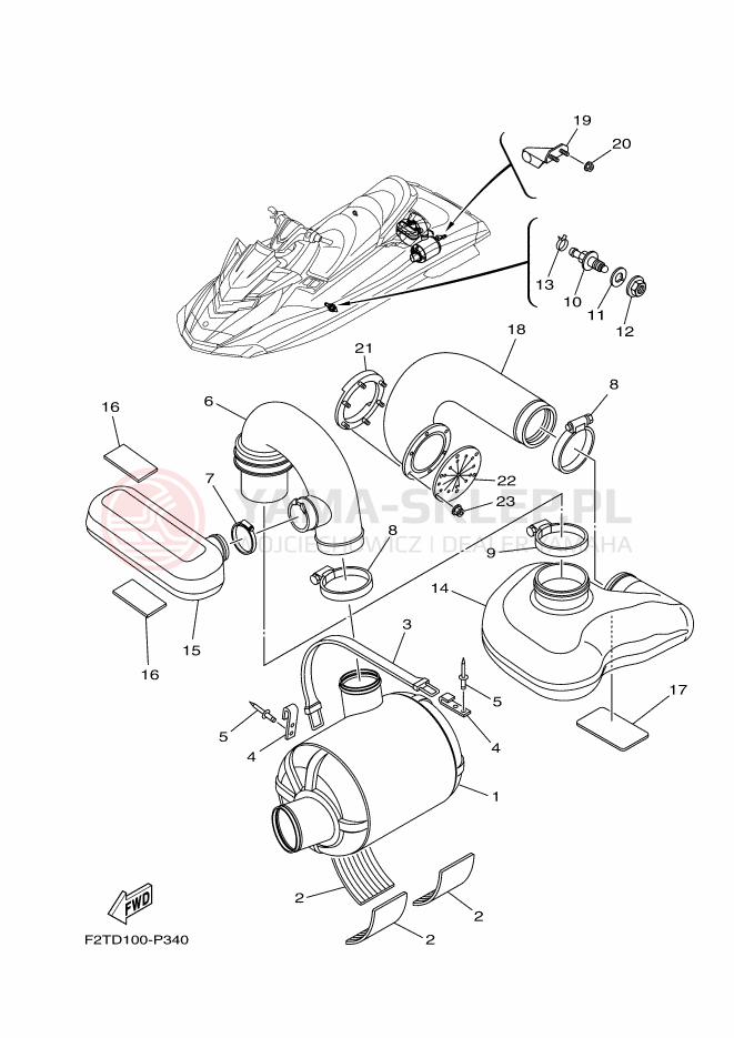 Schemat "wydech" do Yamaha FX CRUISER HO