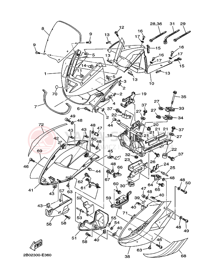 Schemat "Obudowa silnika" do Yamaha TDM900A