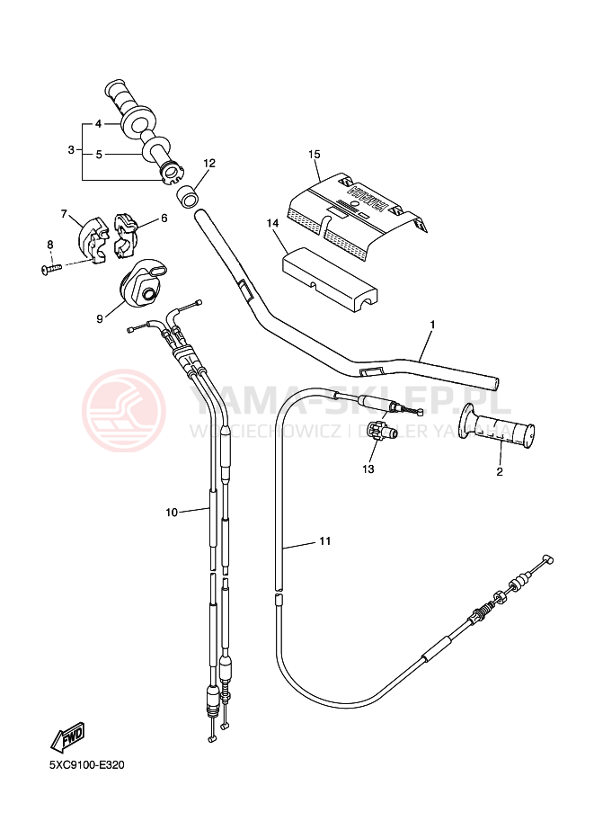 Schemat "Kierownica i osprzęt" do Yamaha YZ250F