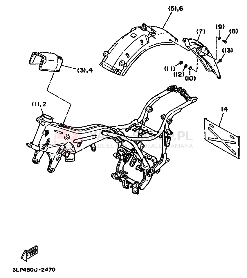 Schemat "Zawieszenie przód" do Yamaha XV1100 VIRAGO