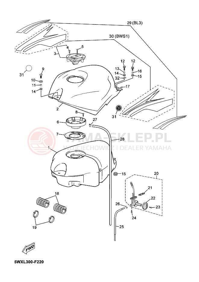 Schemat "zbiornik paliwa" do Yamaha TZR 50