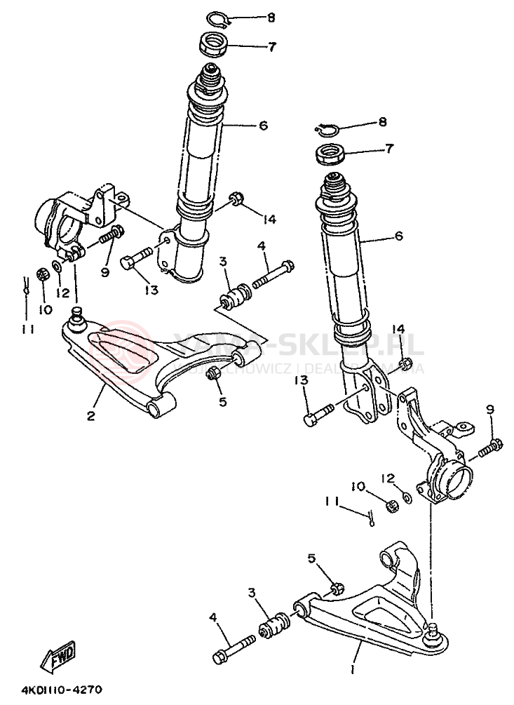 Schemat "Koło przód" do Yamaha YFB250FW