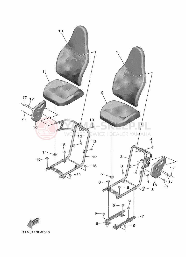 Schemat "siedzenie" do Yamaha WOLVERINE X2 850 SE