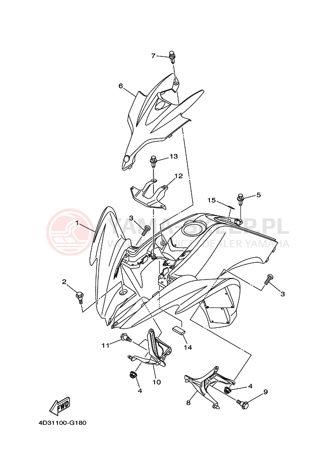 Schemat "PRZEDNI BŁOTNIK" do Yamaha YFM250R