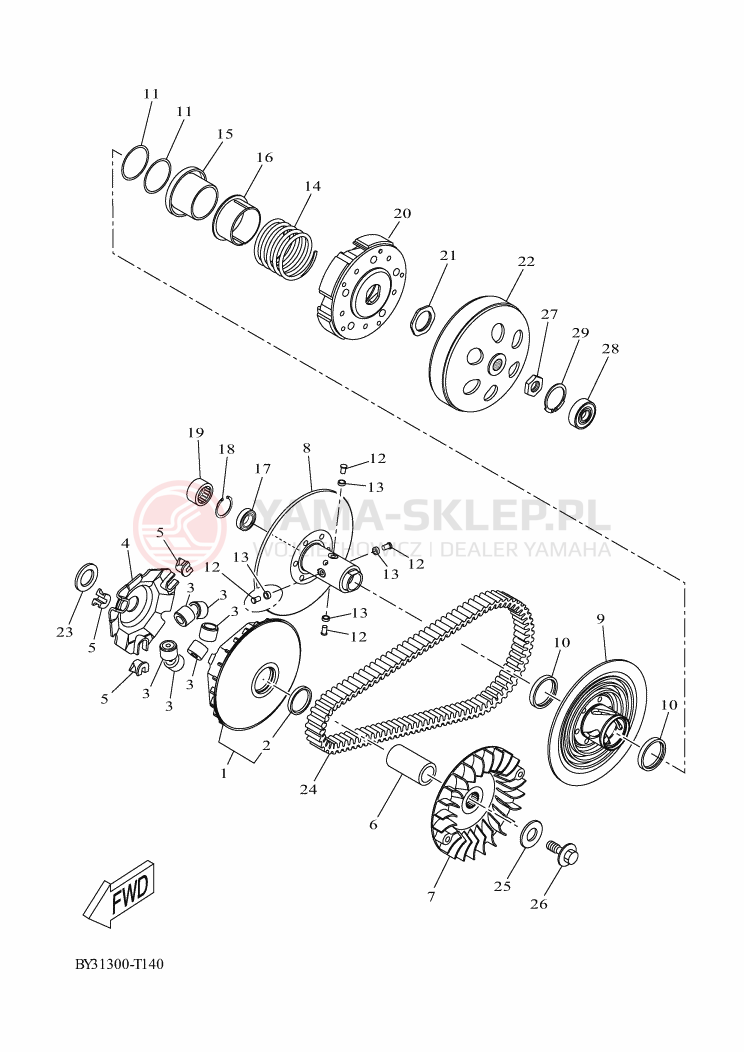 Schemat "sprzęgło" do Yamaha XMAX 300
