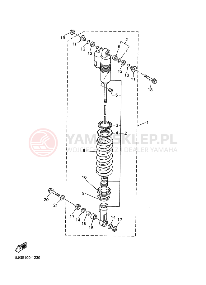Schemat "zawieszenie tył" do Yamaha YZ426F