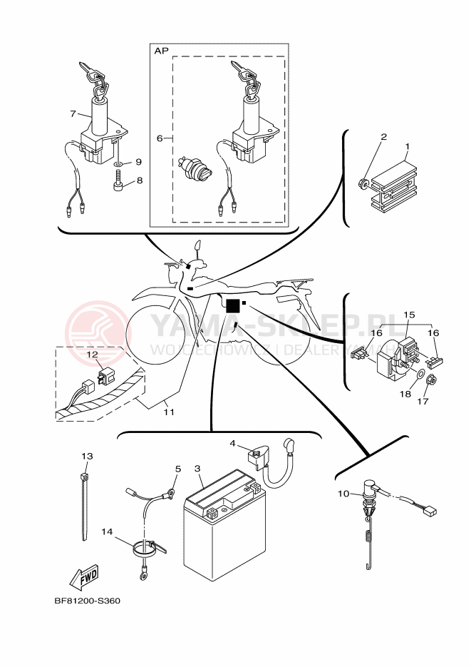 Schemat "układ elektryczny" do Yamaha AG125