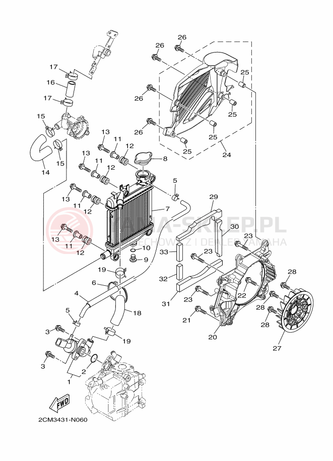 Schemat "Układ chlodzenia" do Yamaha TRICITY 125