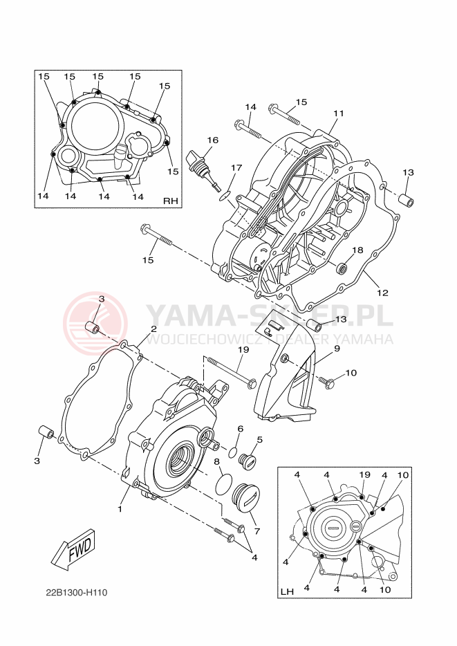 Schemat "Pokrywa silnika" do Yamaha WR125X