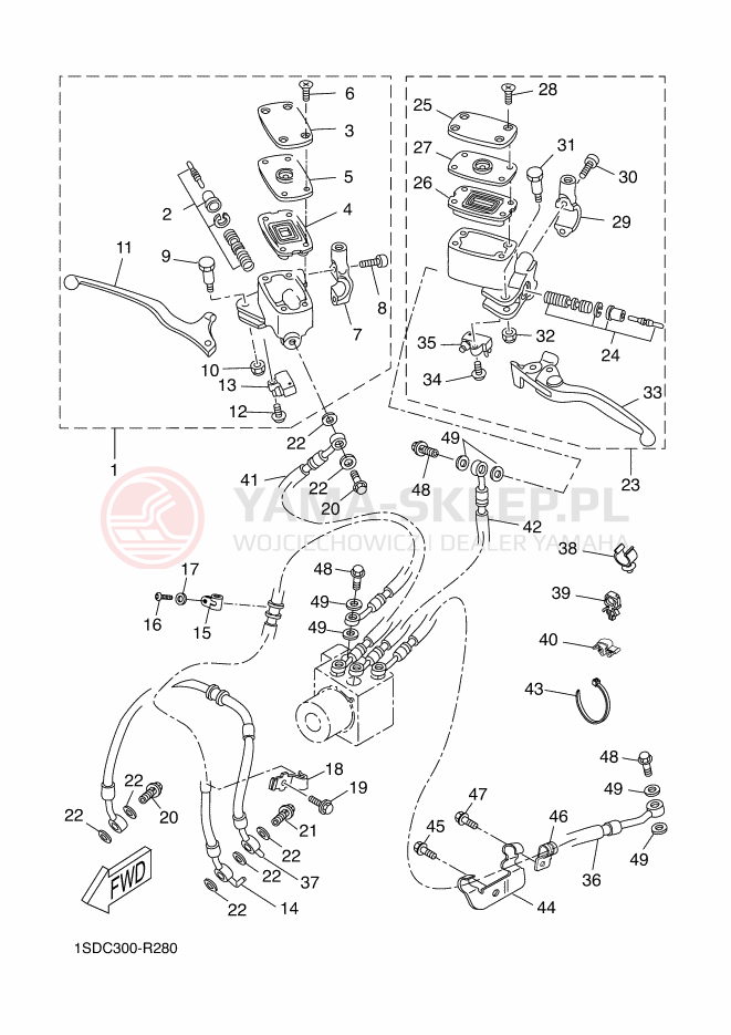 Schemat "Pompa hamulcowa przednia" do Yamaha X-MAX 400 ABS