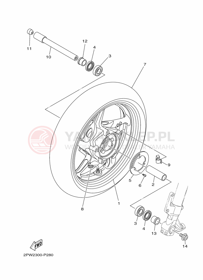 Schemat "Koło przód" do Yamaha TMAX ABS