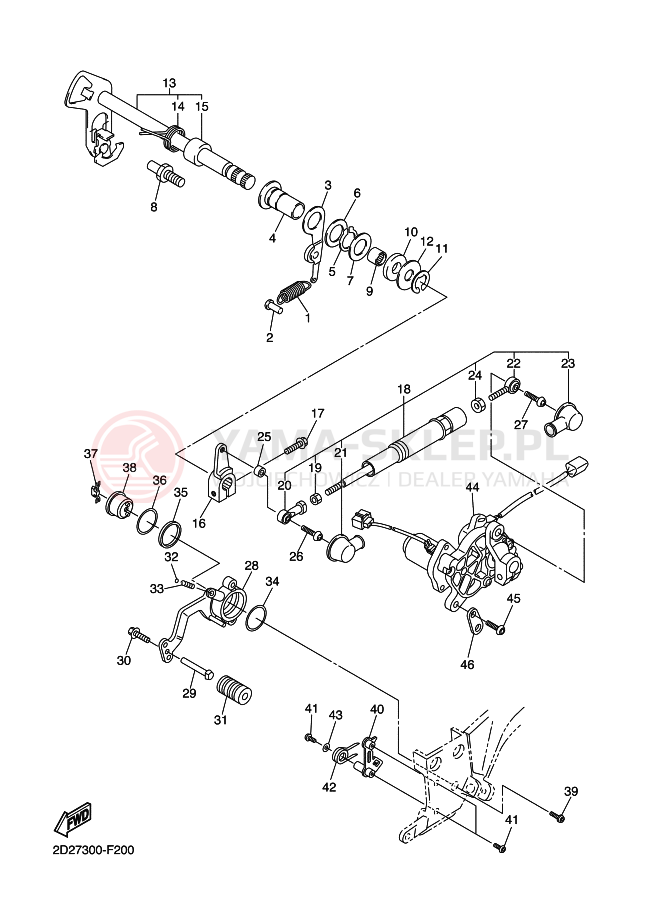 Schemat "Dźwignia zmiany biegów, wałek" do Yamaha FJR1300AS