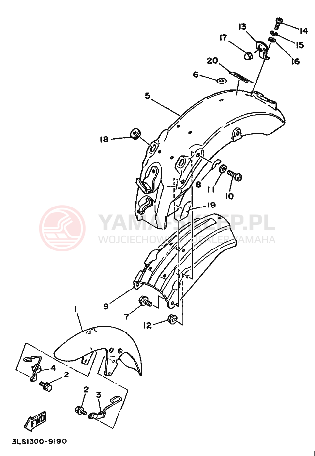 Schemat "błotnik" do Yamaha XV240 VIRAGO
