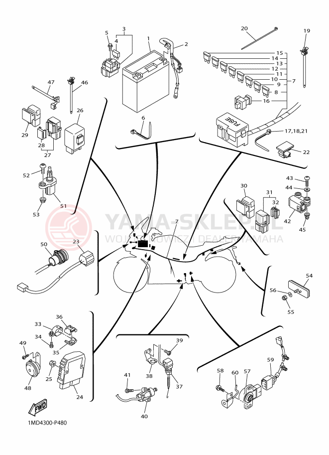 Schemat "układ elektryczny" do Yamaha FJR1300AS