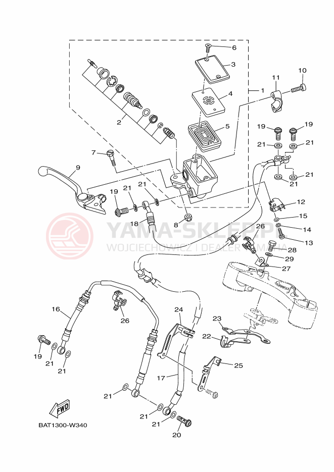 Schemat "Pompa hamulcowa przednia" do Yamaha MT-07