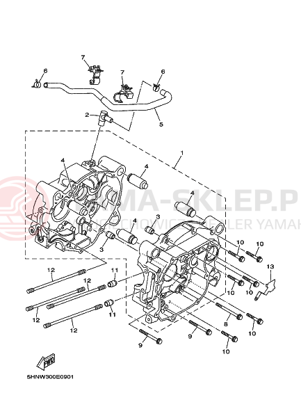 Schemat "Pokrywa silnika" do Yamaha TT-R90
