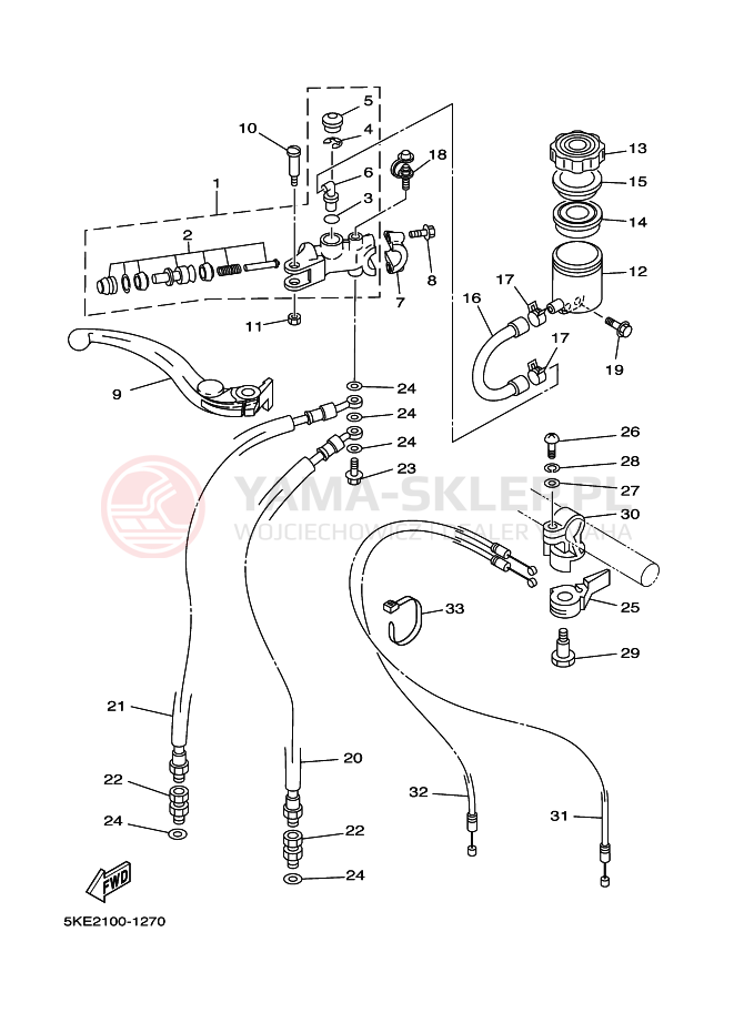 Schemat "Pompa hamulcowa przednia" do Yamaha TZ250