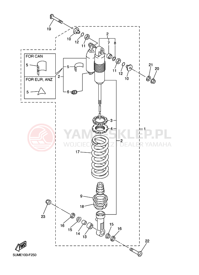 Schemat "zawieszenie tył" do Yamaha WR450F