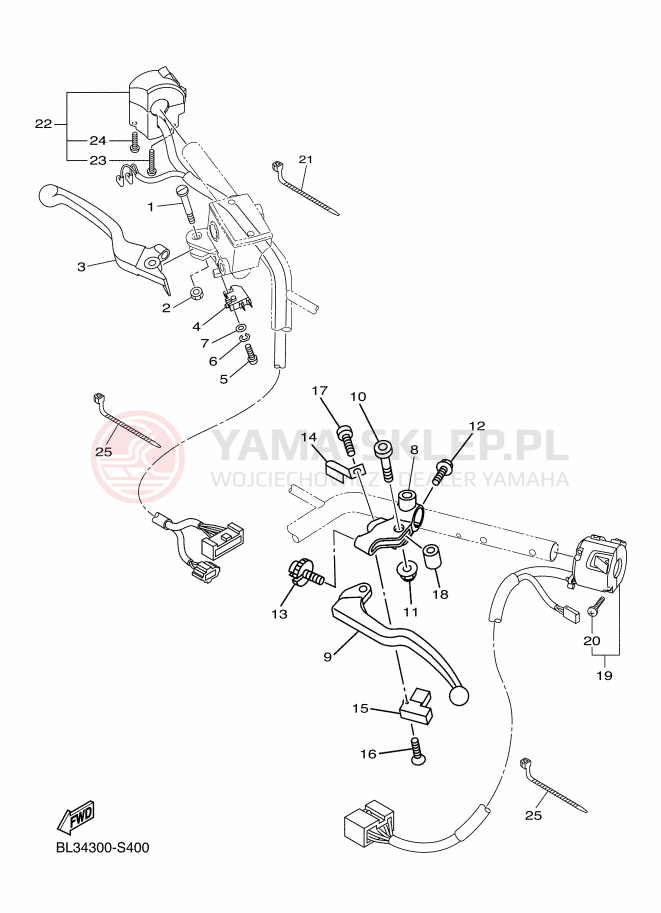 Schemat "Kierownica i osprzęt" do Yamaha SCR950