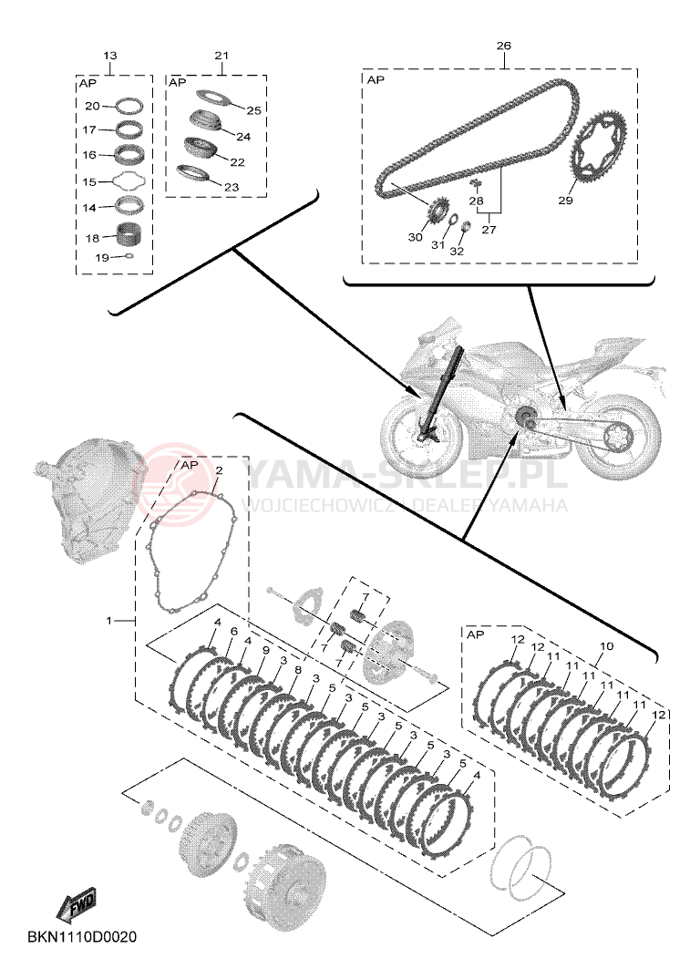 Schemat "Zestaw części do obsługi" do Yamaha R9 35KW