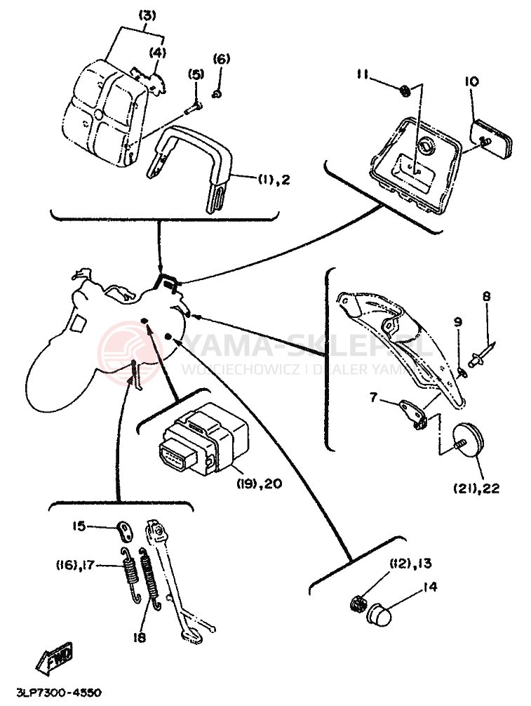 Schemat "Zawieszenie przód" do Yamaha XV1100 VIRAGO