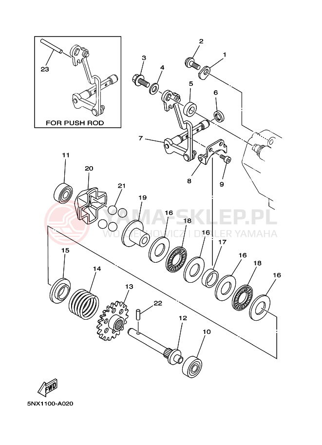 Schemat "Dźwignia zmiany biegów" do Yamaha YZ250X