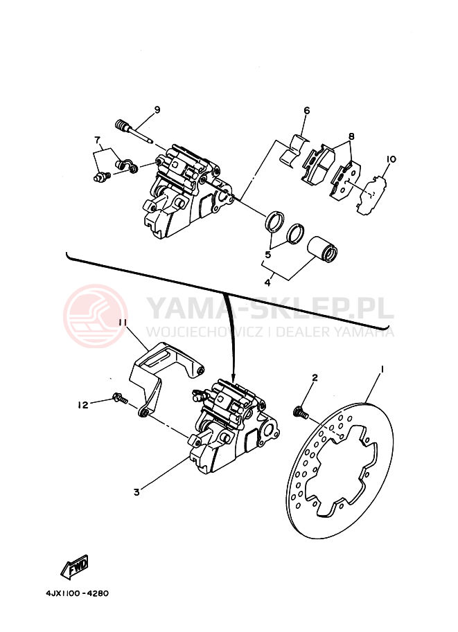 Schemat "Zacisk hamulcowy tylny" do Yamaha YZ125