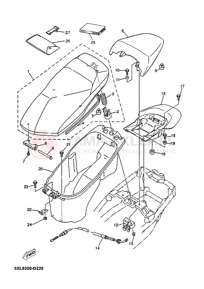 Schemat "siedzenie" do Yamaha MAJESTY 125