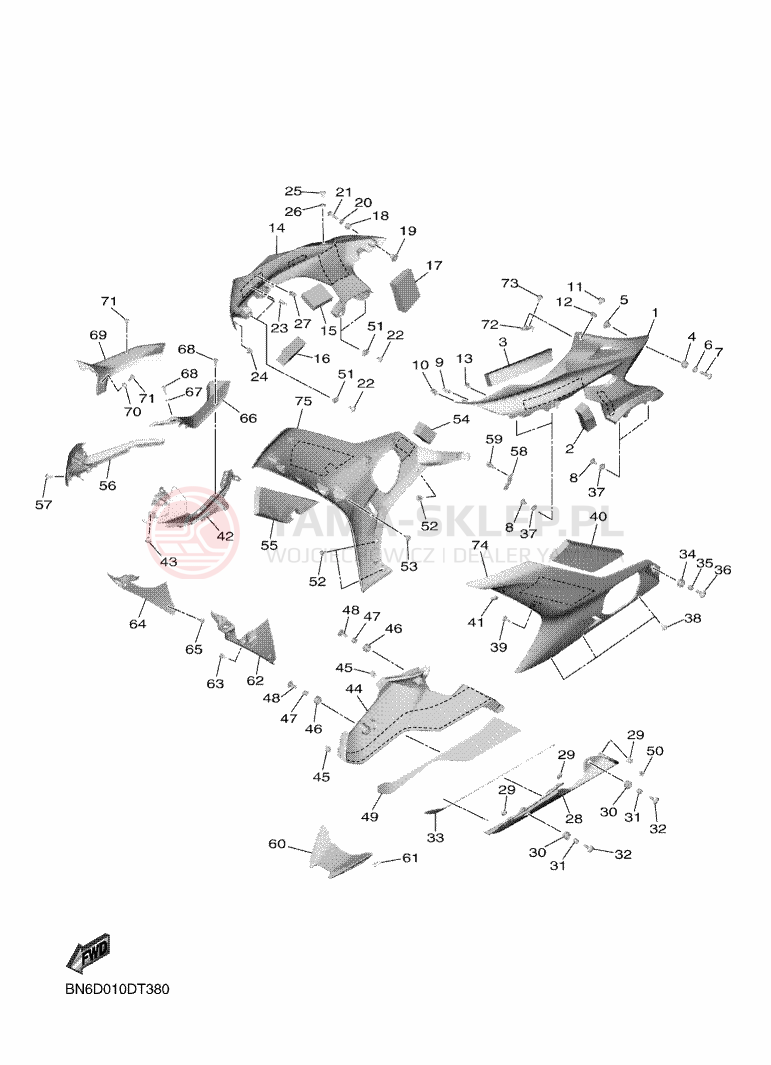 Schemat "elementy nadwozia" do Yamaha YZF-R6 RaceBase