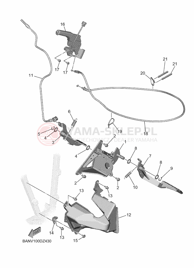 Schemat "PEDAL WIRE" do Yamaha WOLVERINE X4 850 SE